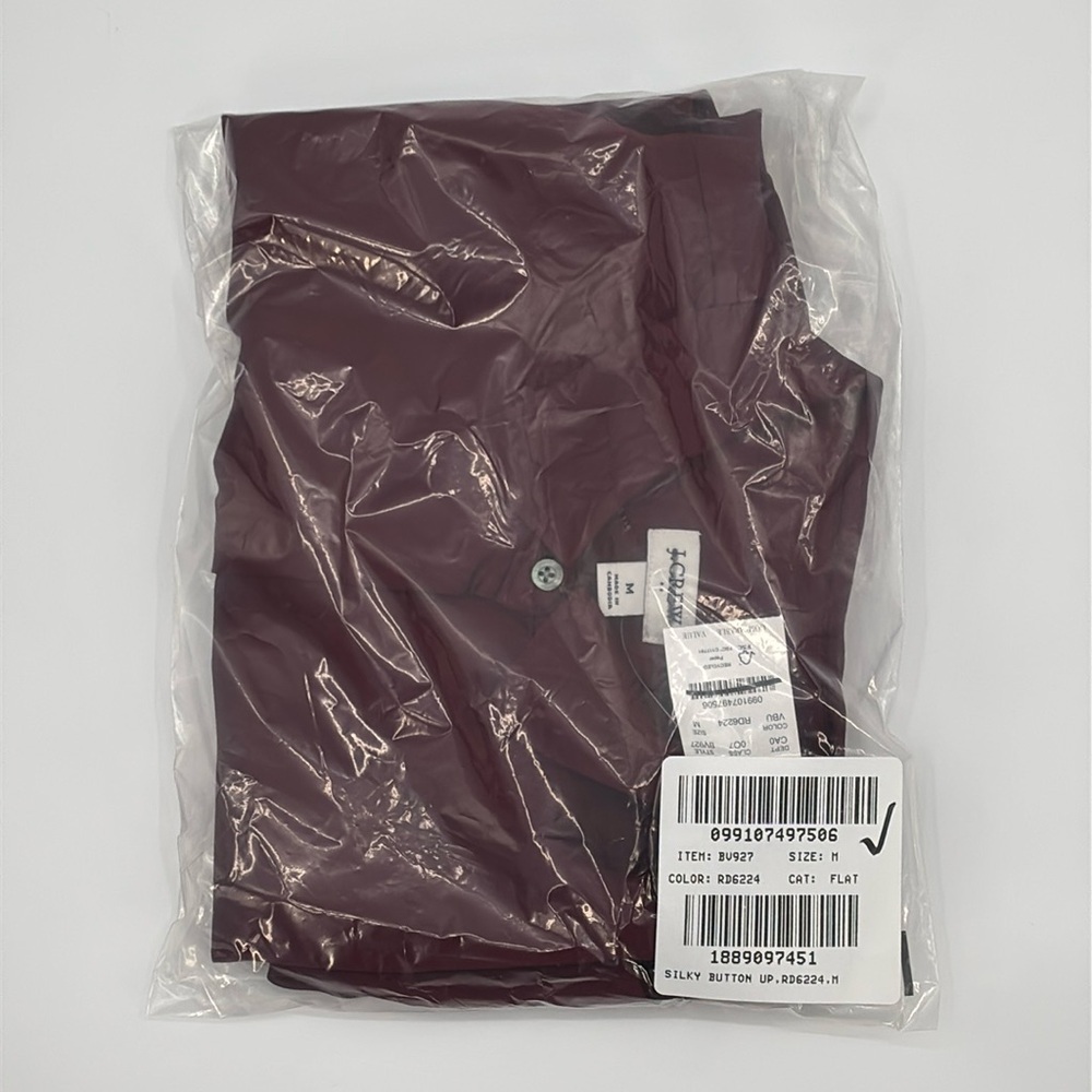 J Crew Factory Drapey‎ satin button-up top in Vintage Burgundy size M NWT BV927 - Picture 11 of 12